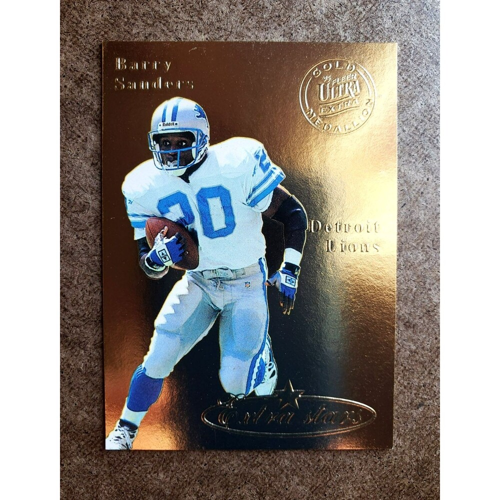 1995 Fleer ULTRA BARRY SANDERS GOLD MEDALLION EXTRA STARS NFL Football Card #489